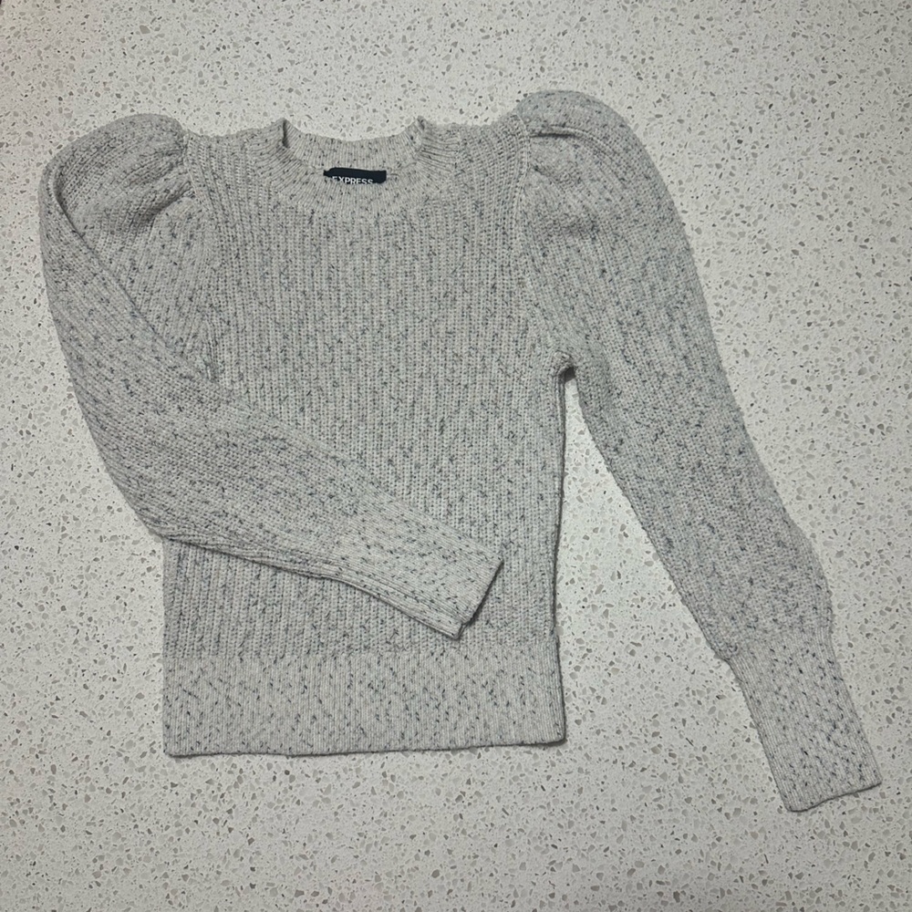 Express Speckled Cream Knit Sweater